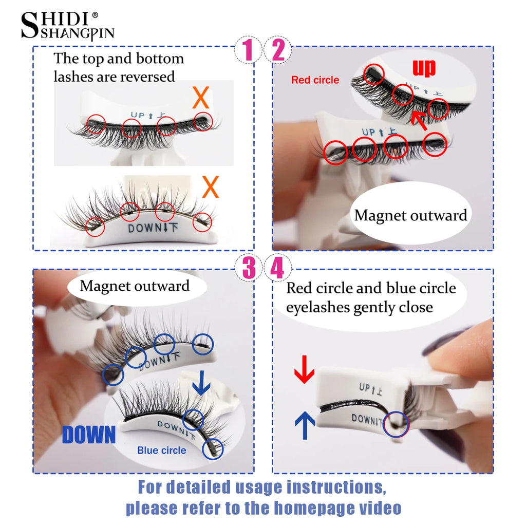 Hot Magnetic Eyelashes Set 1 Pair Reusable No Glue Needed False Eyelashes with Magnetic Tweezers Curly Faux Lashes Makeup Tool