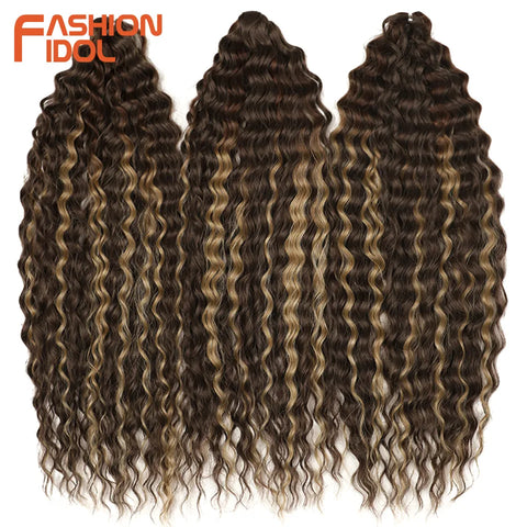 Ariel Hair Synthetic Twist Crochet Curly Hair 24 Inch Water Wave Braid Hair Ombre Blonde Brown Deep Wave Braiding Hair Extension