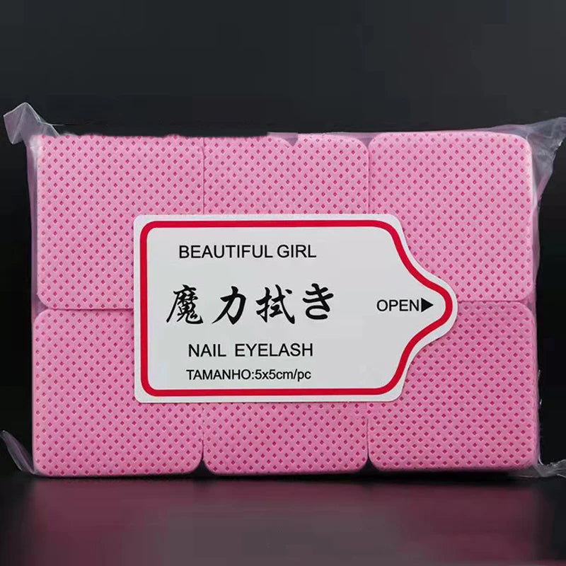 300/200/100Pcs Lint Free Cotton Pads Nail Polish Remover Pink Purple Eye Lash Glue Easy Removal Cleaning Pad for Nails Salon DIY