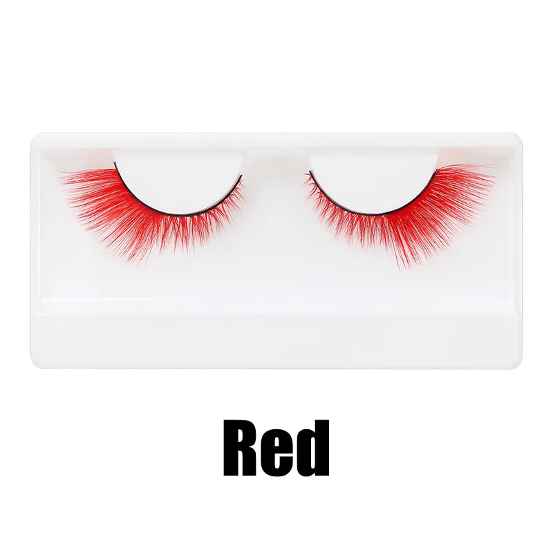 Colored Strip Lashes Fast Shipping Makeup For Clue Mink Eyelashes Full Strip Eyelashes Red Blue Green Eyelashes Wholesale
