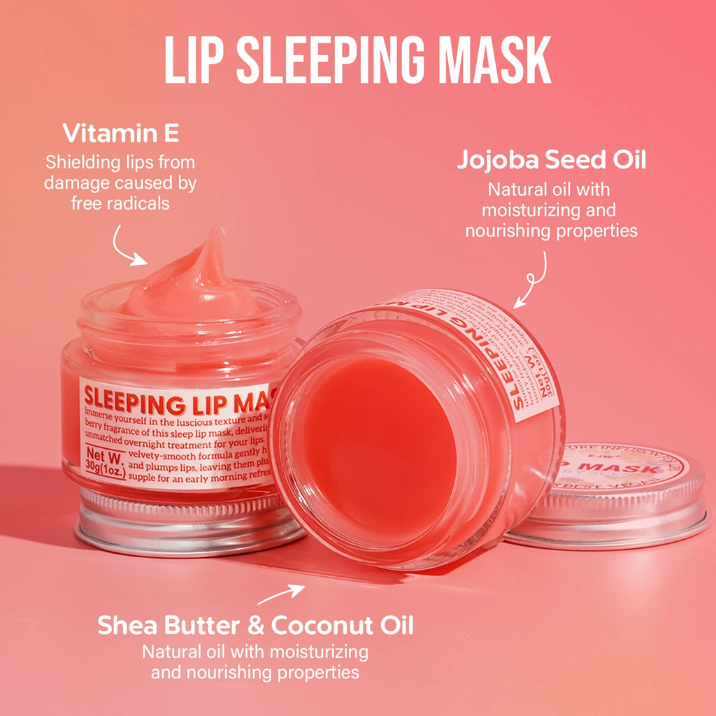 EJW Lip Sleeping Mask: Nourish,Hydrate, Vitamin E,Jojoba Oil, Lip Balm, Lip Skin Care, Improve Lip Color, Reduce Lip Lines.