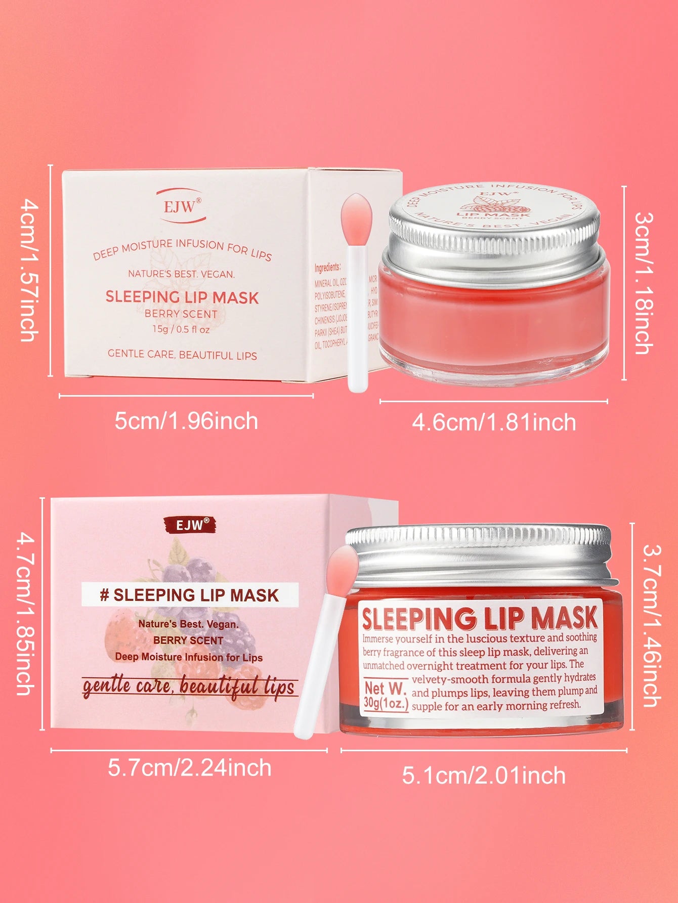 EJW Lip Sleeping Mask: Nourish,Hydrate, Vitamin E,Jojoba Oil, Lip Balm, Lip Skin Care, Improve Lip Color, Reduce Lip Lines.
