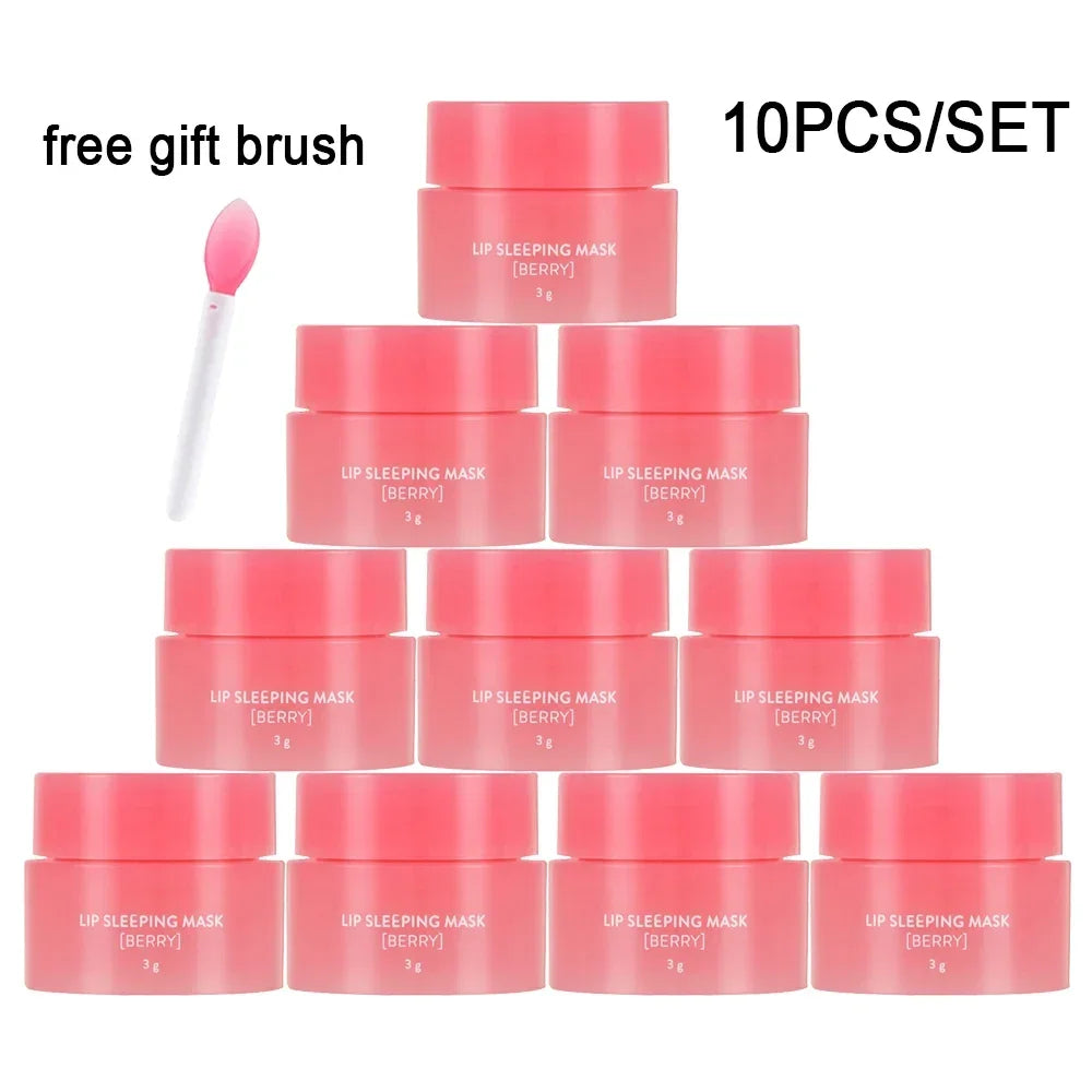 10PCS Berry Lip Sleeping Mask Night Sleep Maintenance Moisturizing Fade Lip Lines Nourishing Lip Balm Skin Care Korean Cosmetic