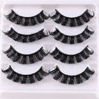 4 pairs of Russian striped eyelashes, fluffy artificial handmade eyelashes, 3D Russian roll style false eyelashes