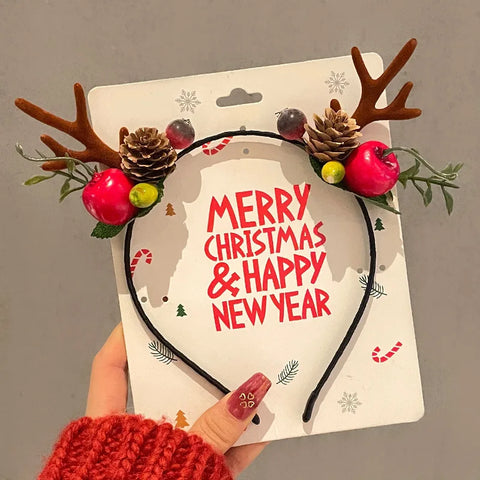 Cartoon 3D Spring Christmas Headband Christmas Hat Fluffy Plush Children Headwear Deer Ear Hair Clip Xmas Hair Accessories