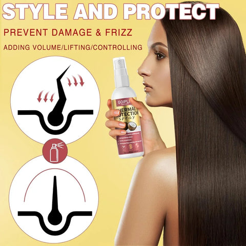 Keratin Protein Serum Anti Frizz Heat Thermal Protection Spray Rose Water Mist for Repair Damaged Curl Hair Smooth & Moisturize