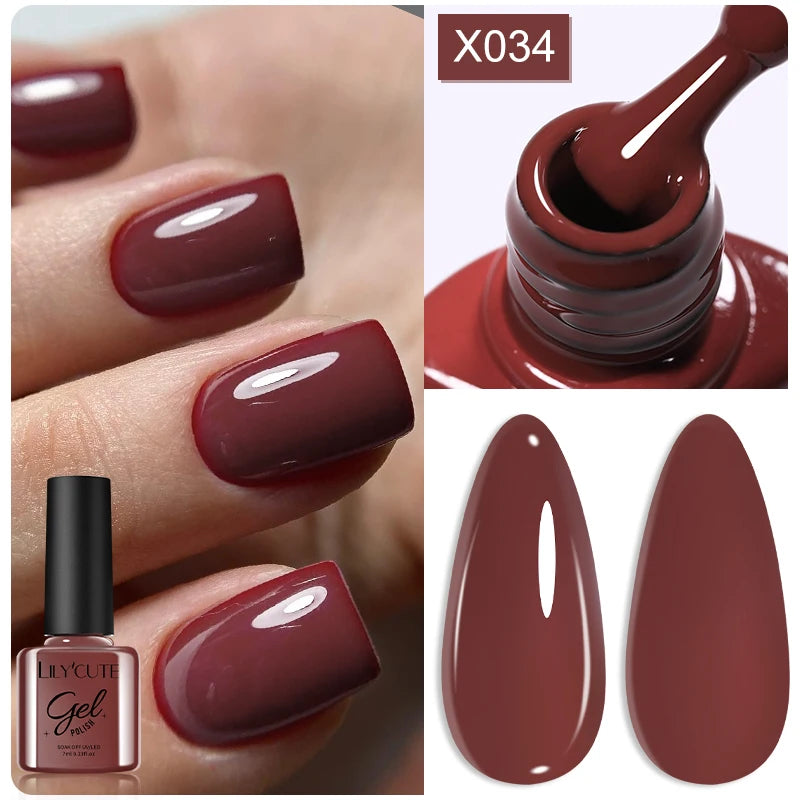 LILYCUTE Nude Crystal Rubber Base Gel Nail Polish Natural Color Semi Permanent UV Gel Soak Off Self Leveling Nail Gel Varnishes