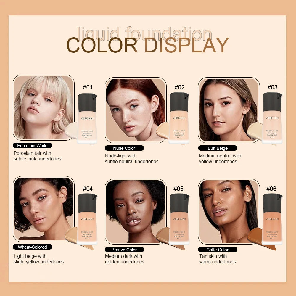 Matte Liquid Foundation Oil Control Concealer BB Cream Waterproof Lasting Full Coverage Natural Face Base Professional Makeup