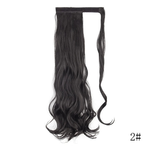 LISI GIRL Synthetic Hair 22''34'' Long Straight Ponytail Wrap Around Ponytail Clip in Hair Extensions Black Hairpiece Headwear
