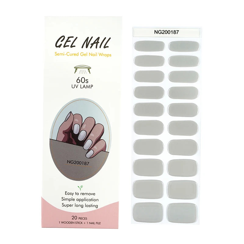 Leopard Semi-Cured Gel Nail Strips Simple Transparent Color Adhesive Long Lasting Gel Nail Stickers Harden In UV Lamp Need