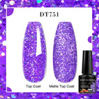 MEET ACROSS 7ml Red Blue Green Metallic Gel Nail Polish Super Bright Mirror Effect Semi Permanent LED UV Gel Nail Art Varnish