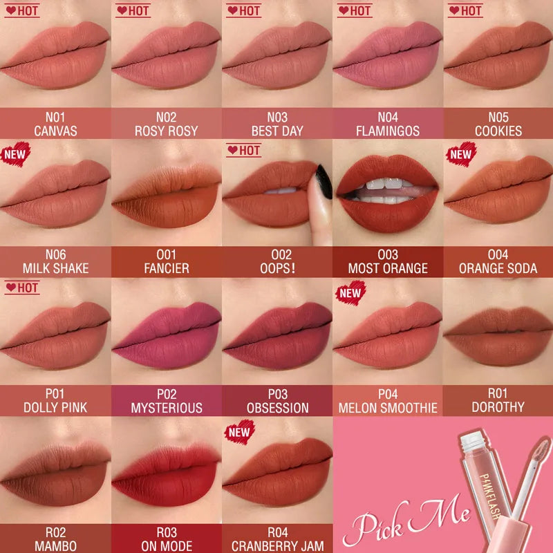 PINKFLASH Wholesale Matte Lipstick Soft Red Nude Pink Melting Lip Cream Waterproof Makeup Lipgloss Not Fade Lip Mud Lip Tint