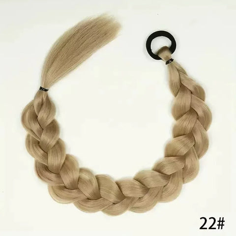 24 Inch Synthetic Long Braided Ponytail Hair Extensions for Women With Elastic Band  Hair Accessories