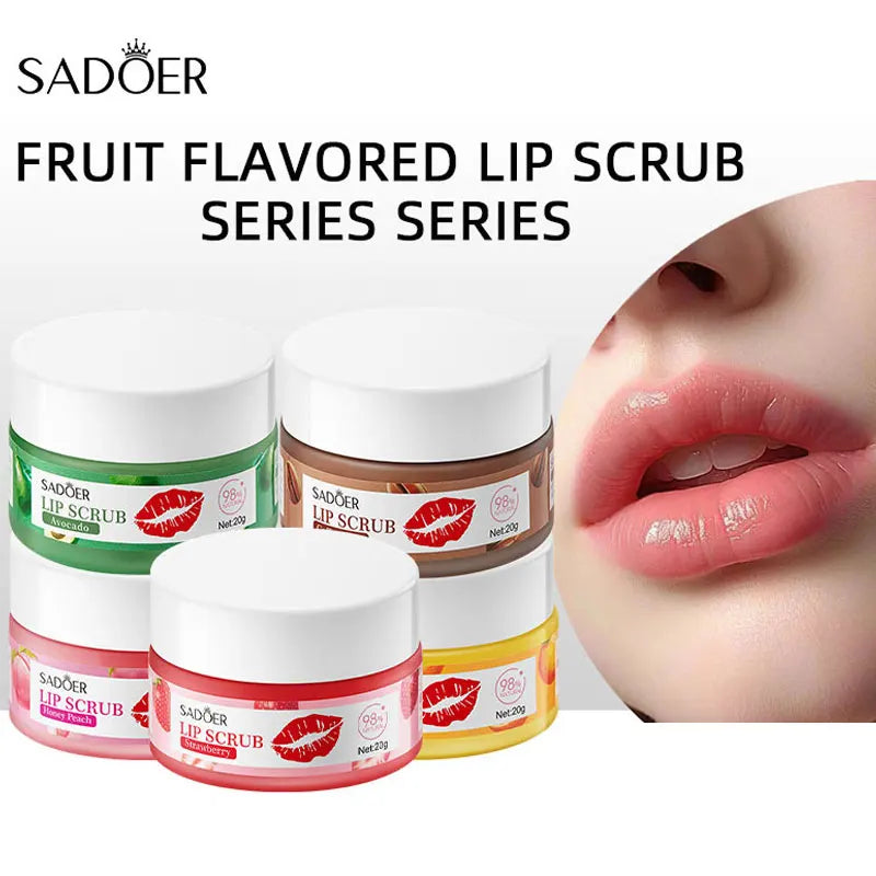 SADOER Fruit Series Strawberry Lip Scrub Dead Skin Moisturizes Brightening Lip Color, Makes Lips Pink