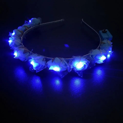 Luminous Rose Flower Headband LED Light up Wreath for Women Girl Bridal Wedding Party Hairband Christmas Valentine's Day Gifts