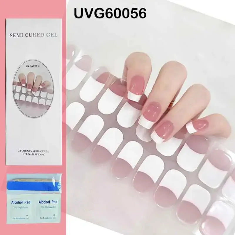 Leopard Semi-Cured Gel Nail Strips Simple Transparent Color Adhesive Long Lasting Gel Nail Stickers Harden In UV Lamp Need