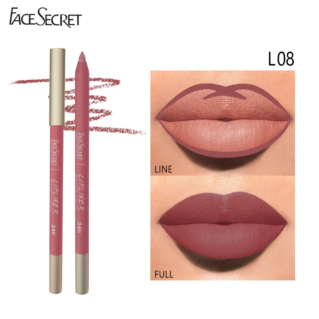 Face Secret 12 color Lipliner, Waterproof LongLasting ,Velvet Matte Multi-Color Correcting Lip Pencil Lip Plumping Cosmetics