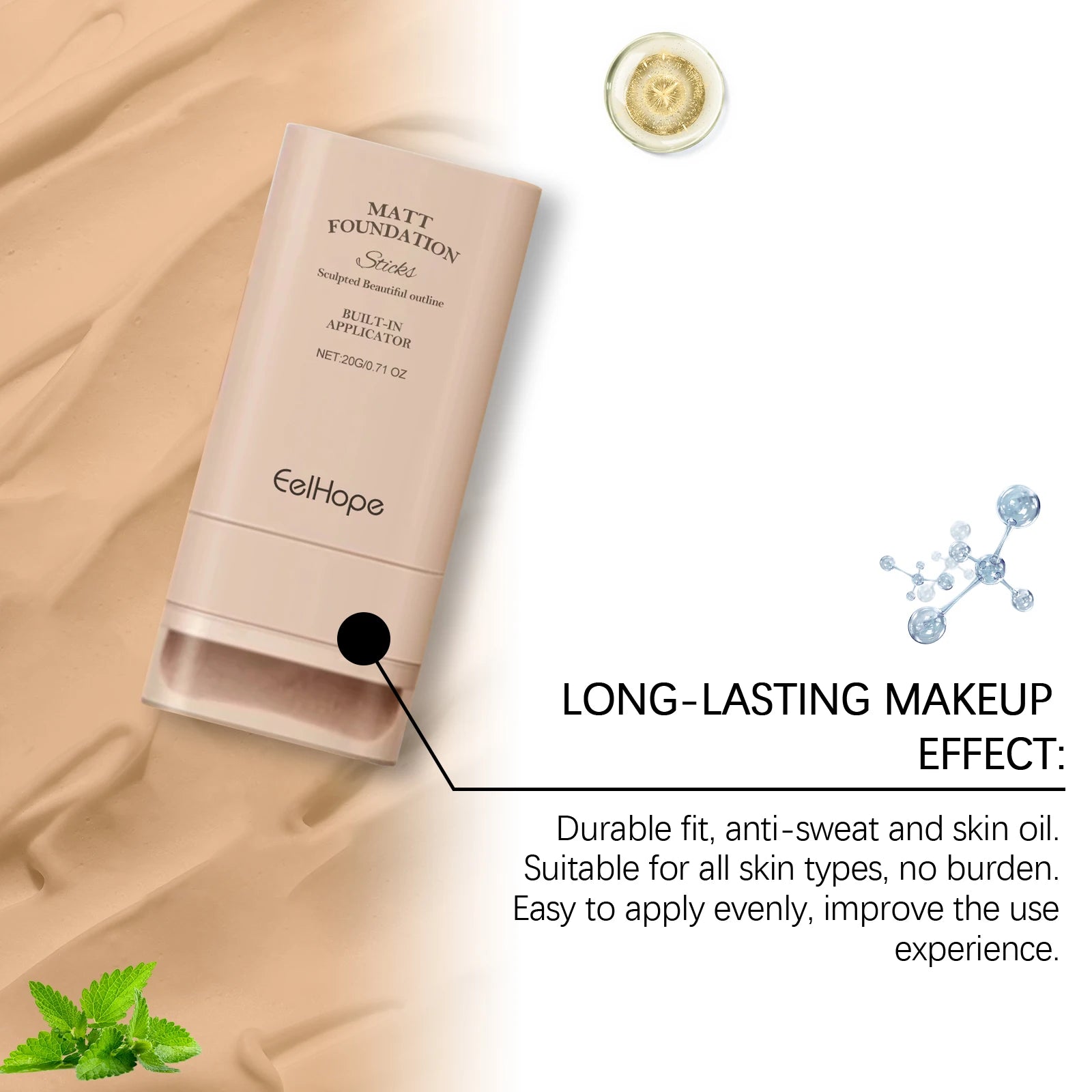 EELHOE Foundation Concealer Stick Lightweight Breathable Moisturizing Waterproof No Creasing Longlasting Female Makeup Product