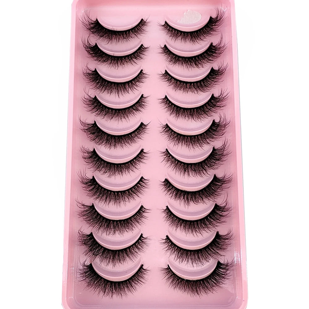 10 pairs of Russian striped eyelashes fluffy artificial mink eyelashes 3D fake eyelashes Russian curly eyelashes fake eyelashes