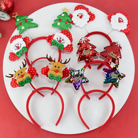 Christmas Headband Kids Adult Santa Claus Elk Xmax Tree Hair Accessories Photo Props Christmas Decoration 2025 New Year Gifts
