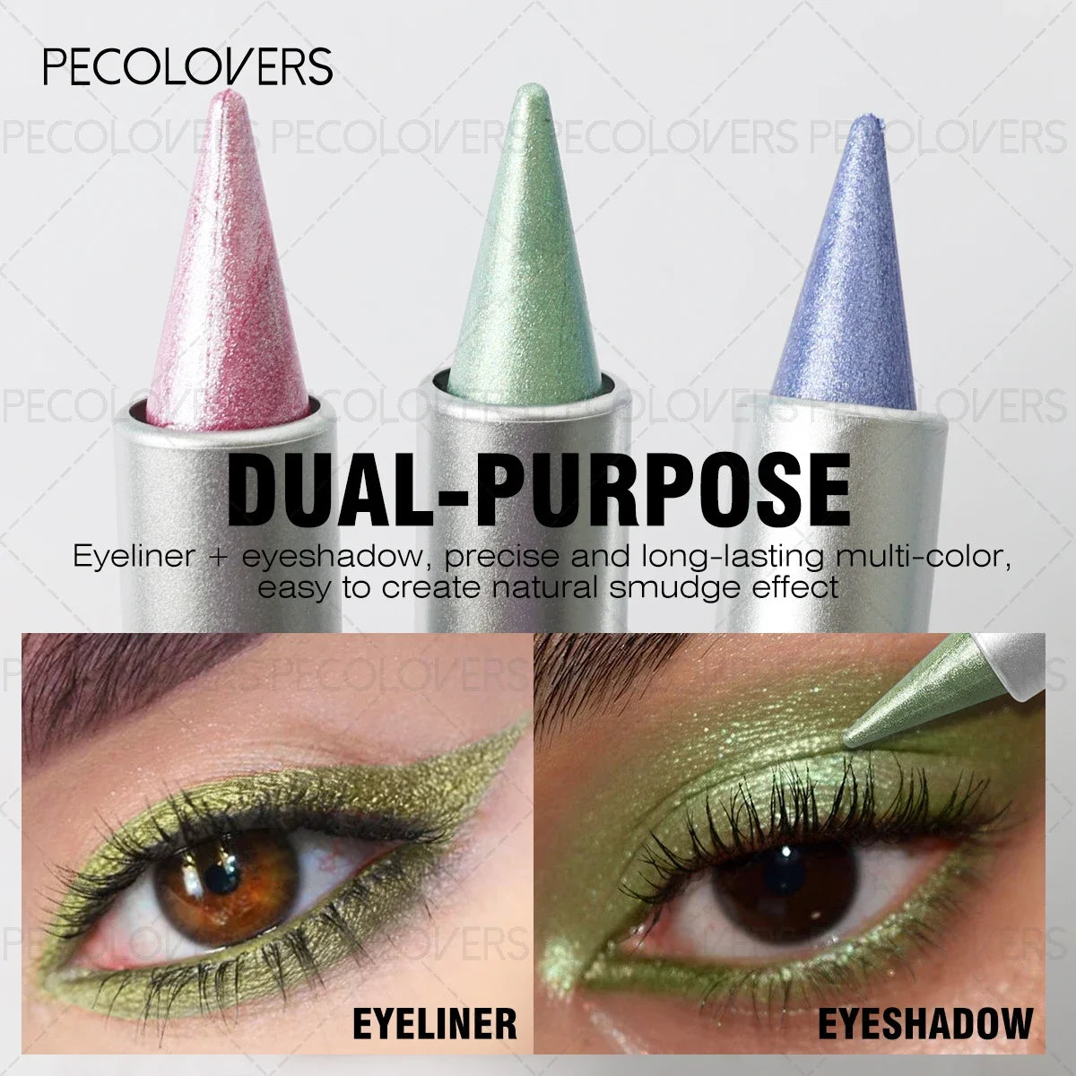 1PC Monochrome Glitter Eyeliner and Eyeshadow Pencil - Waterproof, Portable, Cutting-edge Design, Perfect Holiday Gift for Girls