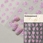 5D Gradient Love Gem Glitter Love Heart Colorful Cat's Eye Rhinestone Soft Self Adhesive Nail Art Stickers Shiny Manicure Decals
