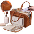 Large Capacity Makeup Bag for Women – Portable Cosmetic Organizer with Brush Holder & Carry Handle, Travel-Friendly Makeup Case