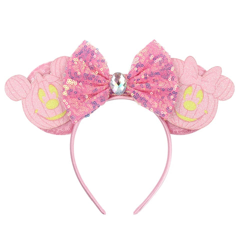 Disney Mickey 3.3"Velvet Ears Headband For Girls Soft Bow Hairband Halloween Festival Party Christmas DIY Hair Accessories