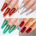MEET ACROSS 8 Colors Mirror Gel Nail Polish Long-lasting Quick-drying Metallic Gold Silver Red Semi Permanent Varnish Nail Art