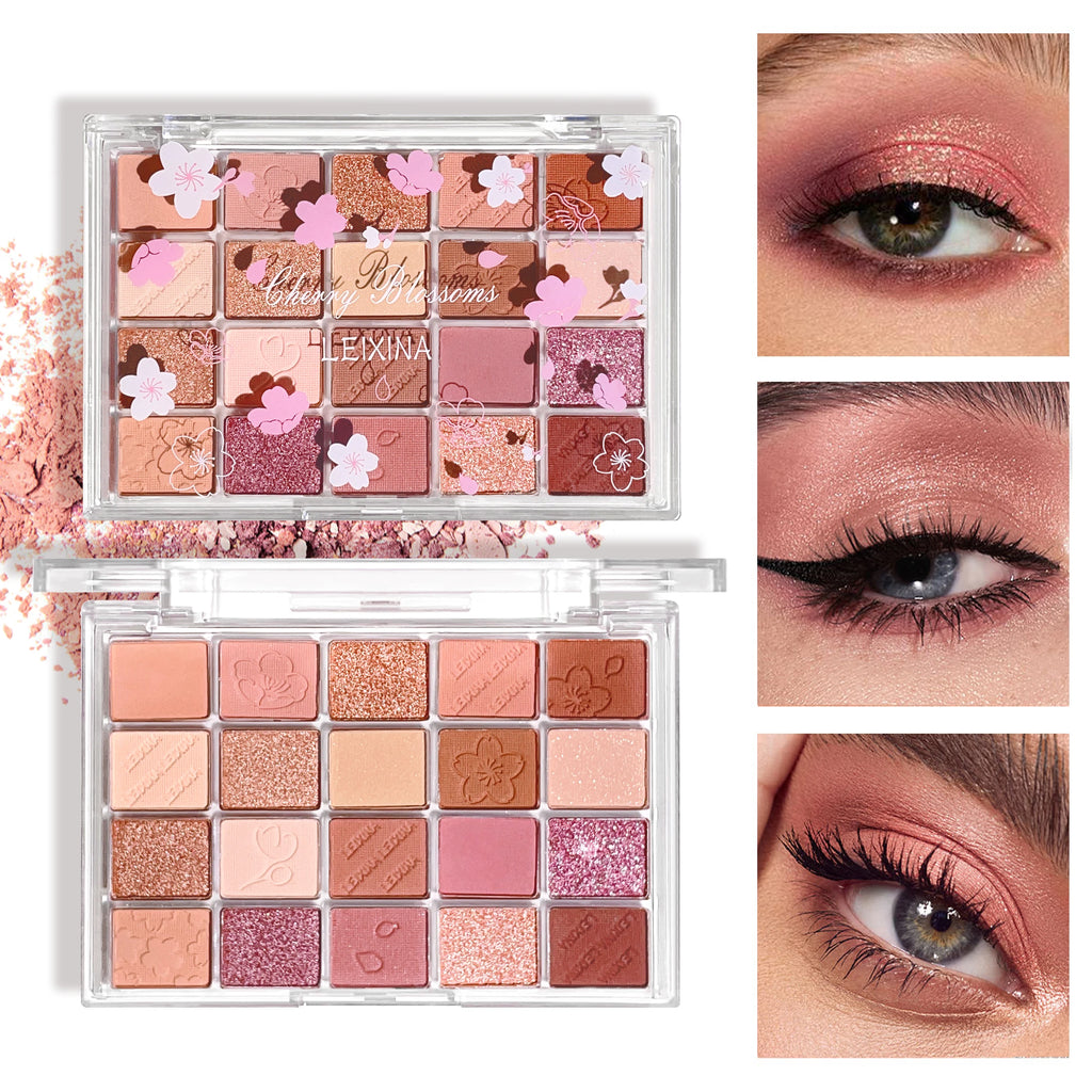 20-Color Matte Shimmer and Glitter Eyeshadow Palette Waterproof and Sweat-resistant, Featuring Creamy Nude and Warm Rosy Browns