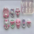 Cake Cream Lace Heart Silicone Nail Mold Sweet Y2K Nail Art Decorations Template DIY Design Transparent Manicure Stencils 1