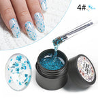 PUENTE 7.5ML Blue Laser Cat Magnetic Gel Nail Polish Sparkling Holographic Rainbow Cat Eye Gel Soak Off UV/LED Nail Art Varnish