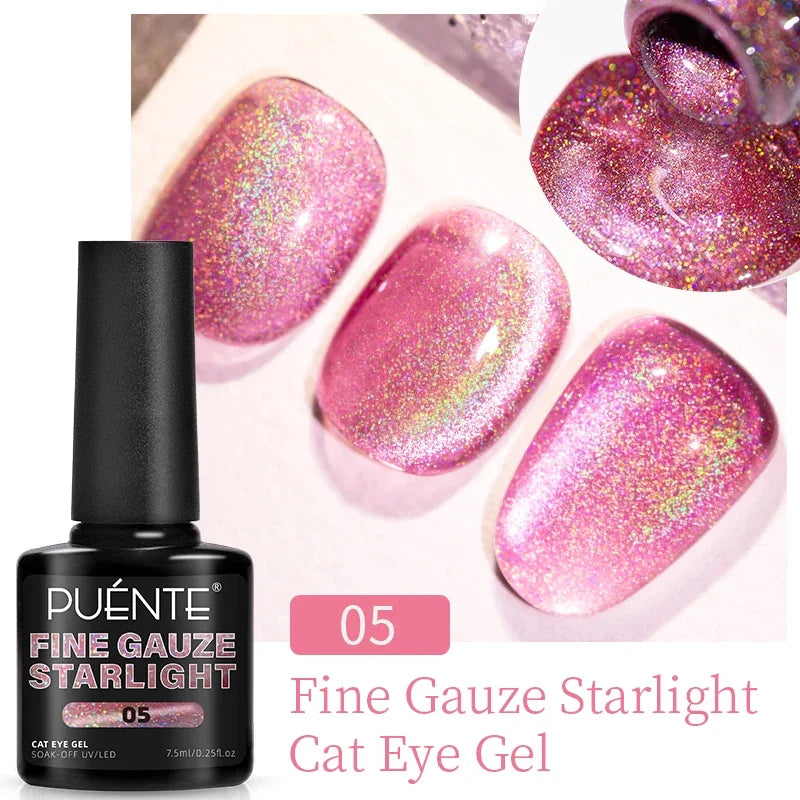 PUENTE 7.5ML Wine Red Cat Magnetic Gel Nail Polish Super Shiny Ruby Red Cat Eye Gel Soak Off UV Semi-Permanent Nail Art Varnish