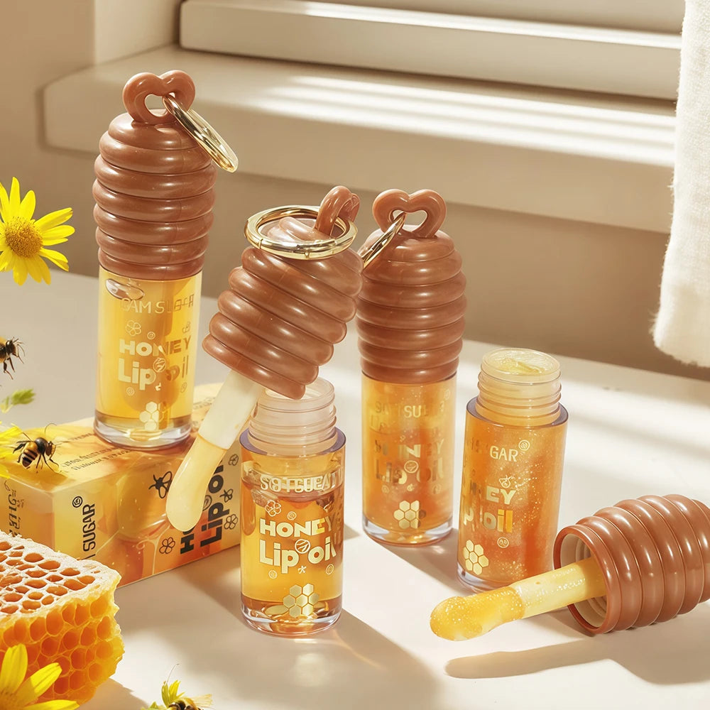 SAM SUGAR 2-Color Honey Essence Lip Oil Long-Lasting Moisture, Reduces Lip Lines Transparent Hydrating Lip Gloss