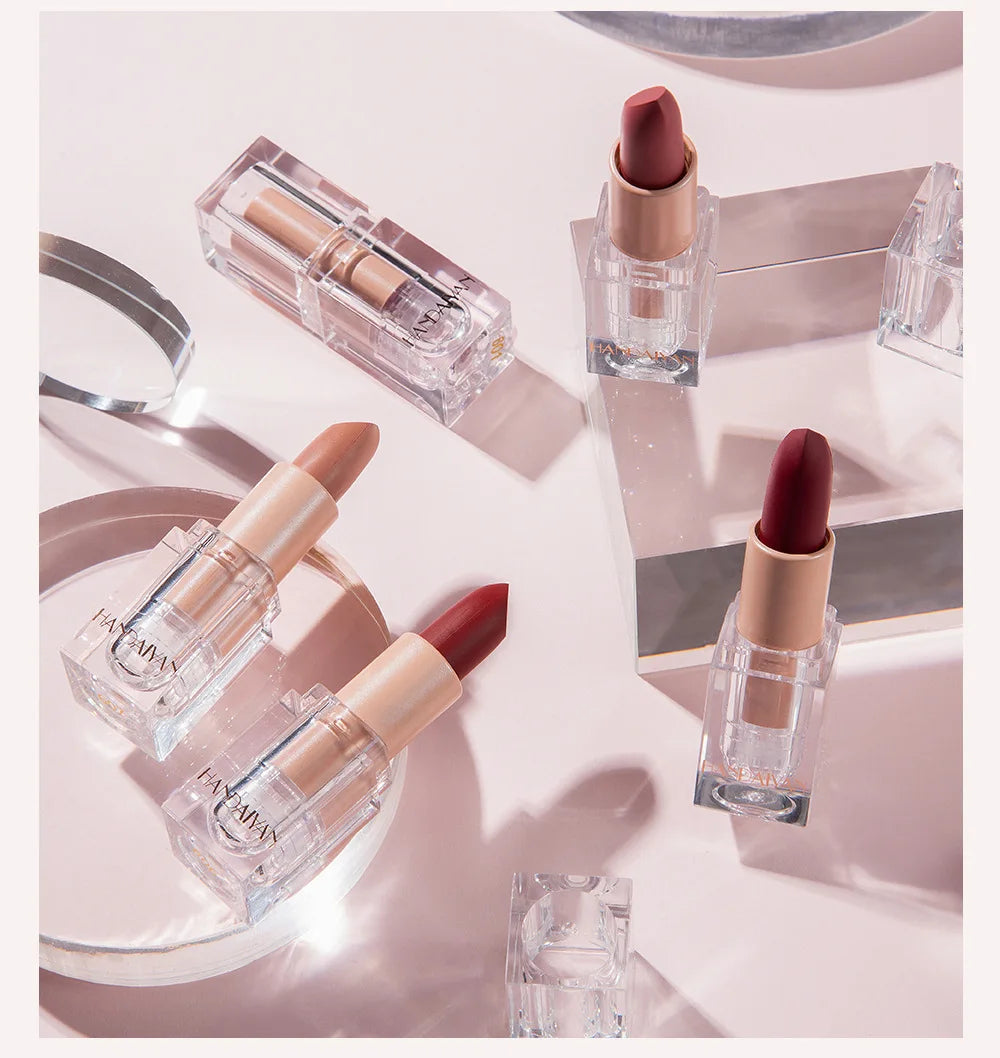 HANDAIYAN Matte Nude Lipstick Velvet Finish Long Lasting Waterproof Korean Beauty Cosmetic Makeup Gift for Women