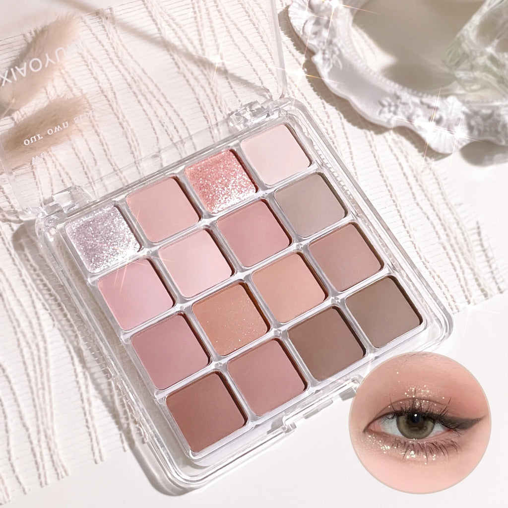 XIAOYUMI 16-Color Sunset Contour & Highlighter Palette – Waterproof, Long-Lasting, Eye & Face Makeup, Unisex, Certified