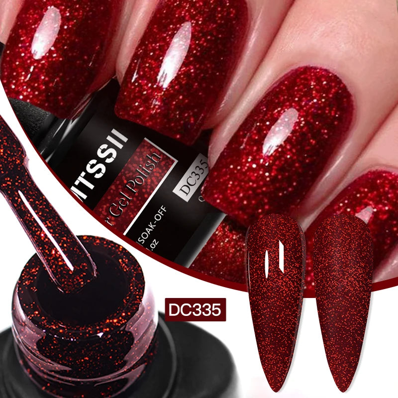7ml Champagne Gold Sliver Reflective Nail Gel Polish Sparkling Shining Glitter Pink Red Nail Supplies Semi Permanent Gel Varnish