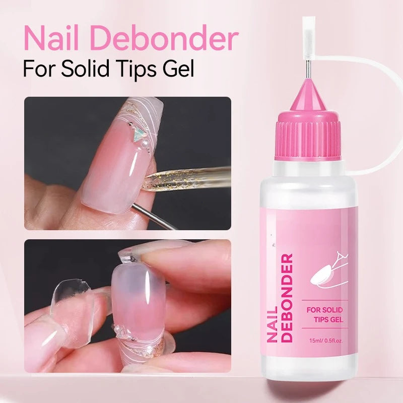 15ML Nail Glue for Press on Acetone Free Nail Polish Remover Multi-Functional Remover for Nails Tips Gentle Glue Remover