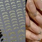 Adhesive stickers with European and American style cross snake black and white wave dot hot silver line letter nail stickers