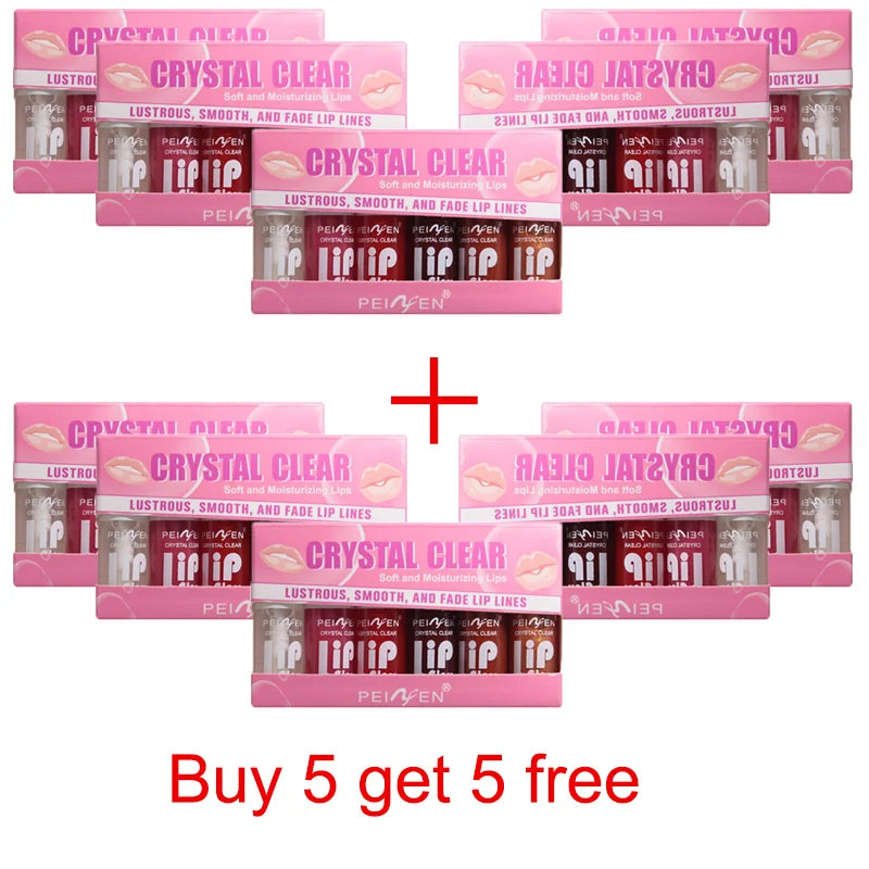 6pcs Moisturizing Lip Gloss Transparent Lip Oil Hydrating Lip Glaze Lip Plumper Hydrating Make Up Liquid Lipstick Lips Cosmetics