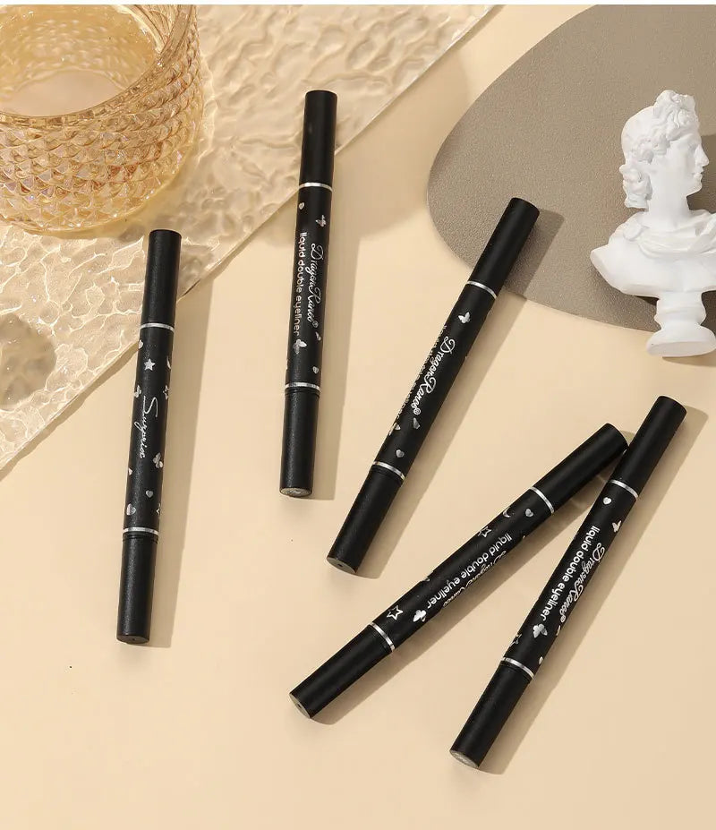 Black Eyeliner Stamp Triangle Dual-ended Liquid Eyeliner Waterproof Sweat-proof Quick Dry Eyeliner Makeup Seal Tool Cosmetics
