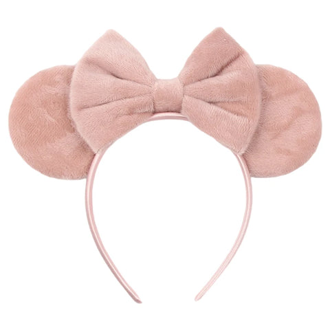 Disney Mickey 3.3"Velvet Ears Headband For Girls Soft Bow Hairband Halloween Festival Party Christmas DIY Hair Accessories
