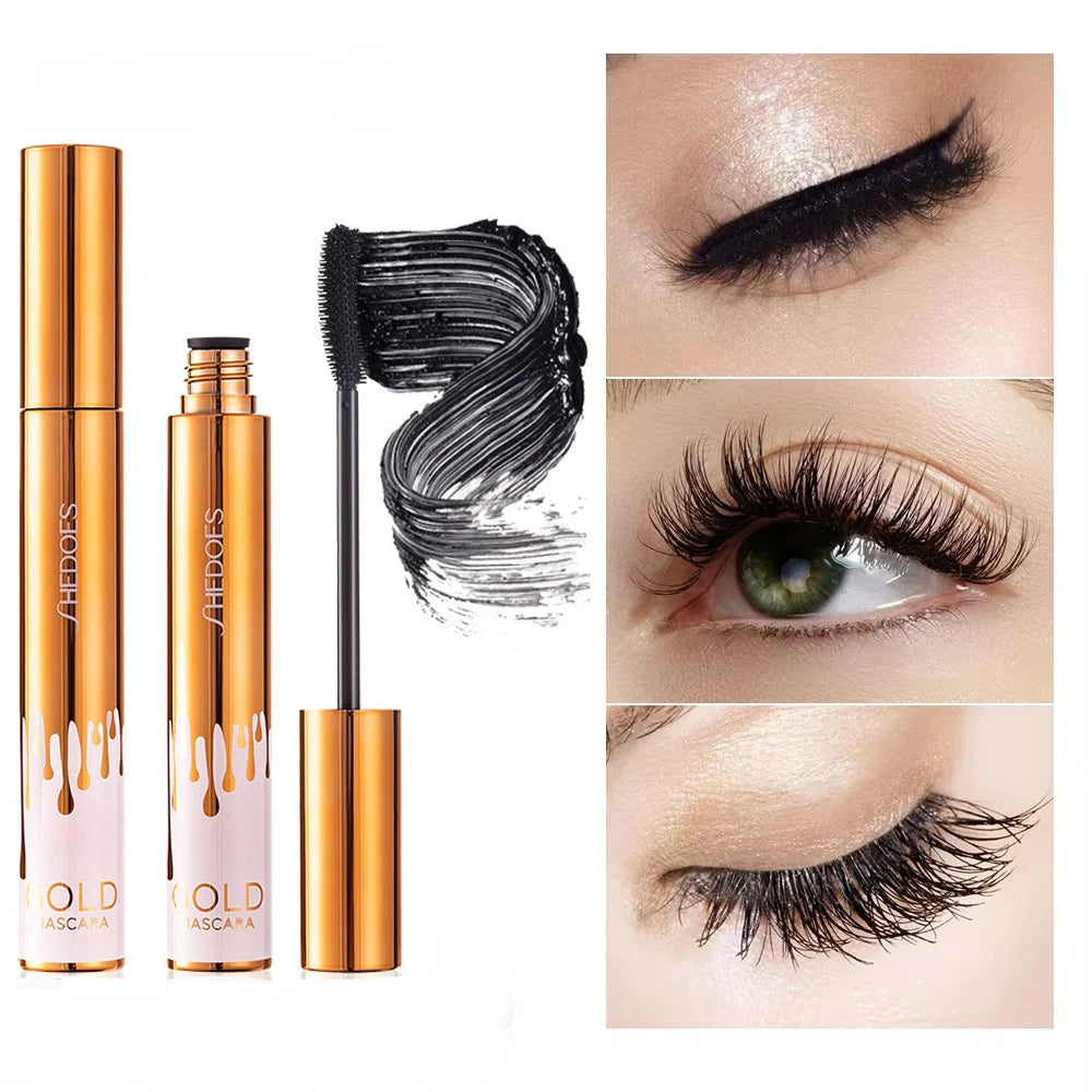 3D Mascara Eyelashes Lengthening Black Lash Eyelash Extension Eye Lashes Brush Beauty Makeup Long-wearing Gold Color Mascara