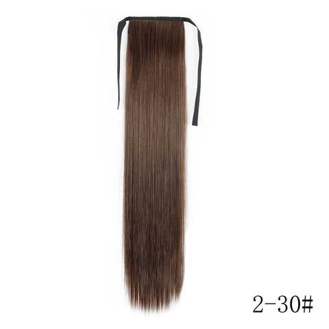 LISI GIRL Synthetic Hair 22''34'' Long Straight Ponytail Wrap Around Ponytail Clip in Hair Extensions Black Hairpiece Headwear