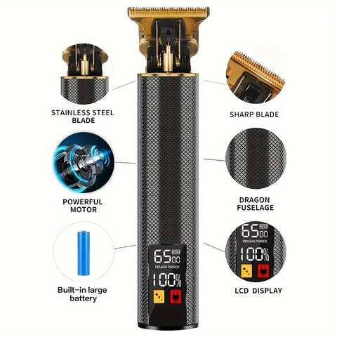 Professional Vintage Hair Clippers and Trimmers Kit, Rechargeable Cordless Haircut & Grooming Set for Men, Beard Trimmer with