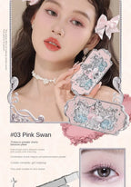 Flower Knows black Swan Ballet Eyeshadow Palette Matte Fine Shimmer Pearl Face Palette 6 Colour Glitter Eye Shadow