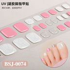 26Tips French Leopard Print UV Gel Toenail Sticker Bronzing Dye Gradient Cross-border Semi Baked Gel Nail Sticker UV Lamp Needed