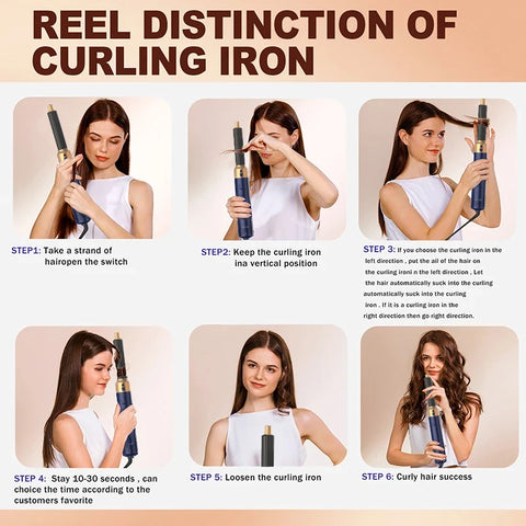 Professional Air Hair Styler 5 In 1 Low Noise Hair Curling Straightening Hair Drying 1000W Hot Air Brushes