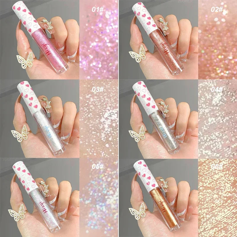 Liquid Eyeshadow Highlighter Waterproof Ultra Shiny Long-lasting Sheet Monochrome Glitter enhances silkworm eyeshadow