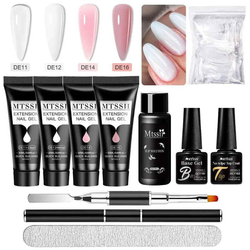 Mtssii 17PCS/Set 20ml Nail Extension Gel Set Builder UV Gel for Nails With 6W UV LED Lamp Nail Extension Tools Kit For Beginner
